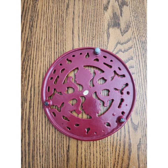 ENAMELED CAST IRON ROUND TRIVET RED - Picture 2 of 2